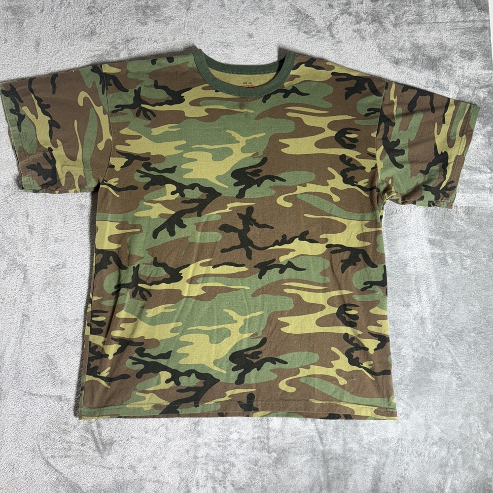 Rothco Camo Shirt Mens XXL Camouflage Camo Tee Woodland Military Outdoor Hunting
